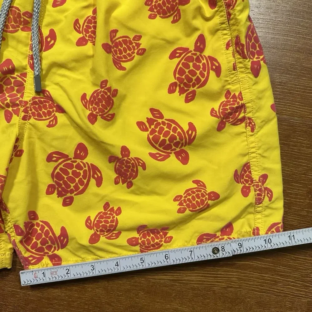 Vilebrequin Swim Trunks Youth Boys 14 Yellow Sea Turtle Mesh Lined Board Shorts